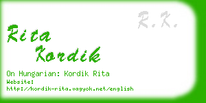 rita kordik business card